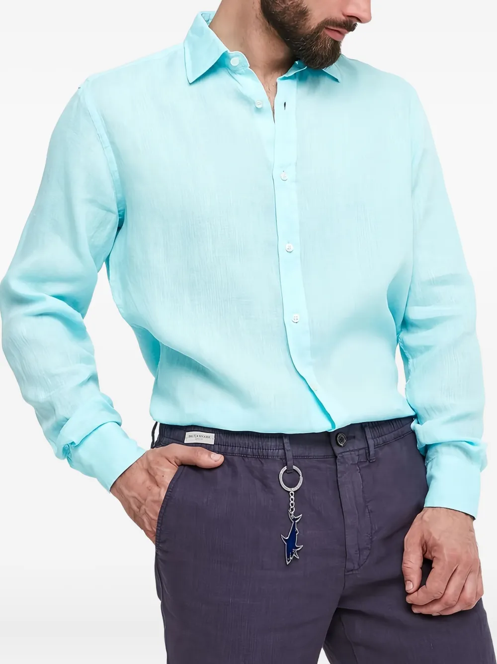 Льняная рубашка с длинными рукавами Paul & Shark, синий 
Льняная рубашка с длинными рукавами Paul & Shark, синий