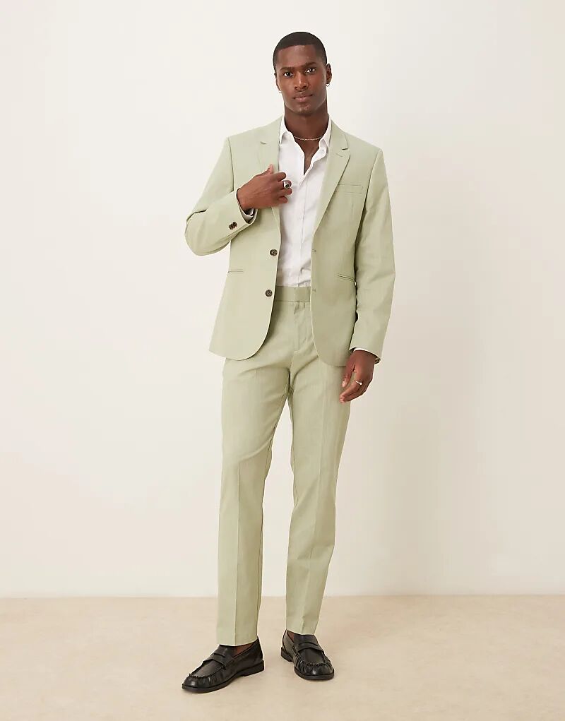 Узкие брюки из льняного материала ASOS DESIGN со складкой спереди зеленого цвета
Узкие брюки из льняного материала ASOS DESIGN со складкой спереди зеленого цвета