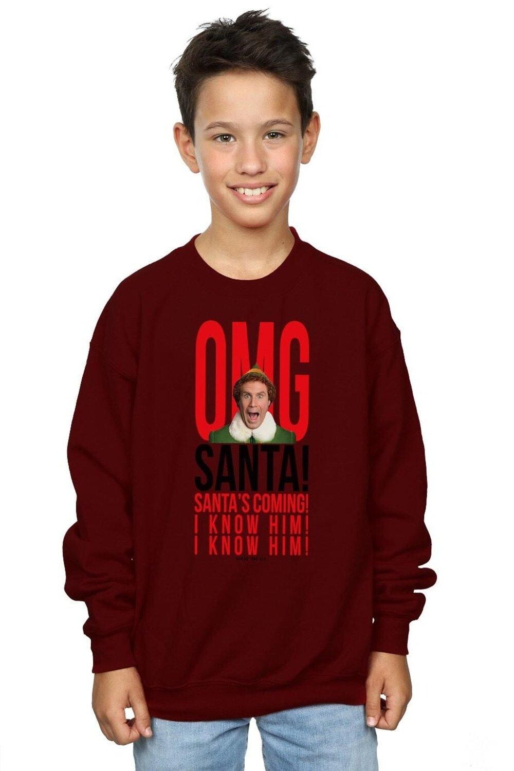 Толстовка OMG Santa I Know Him Elf, красный 
Толстовка OMG Santa I Know Him Elf, красный