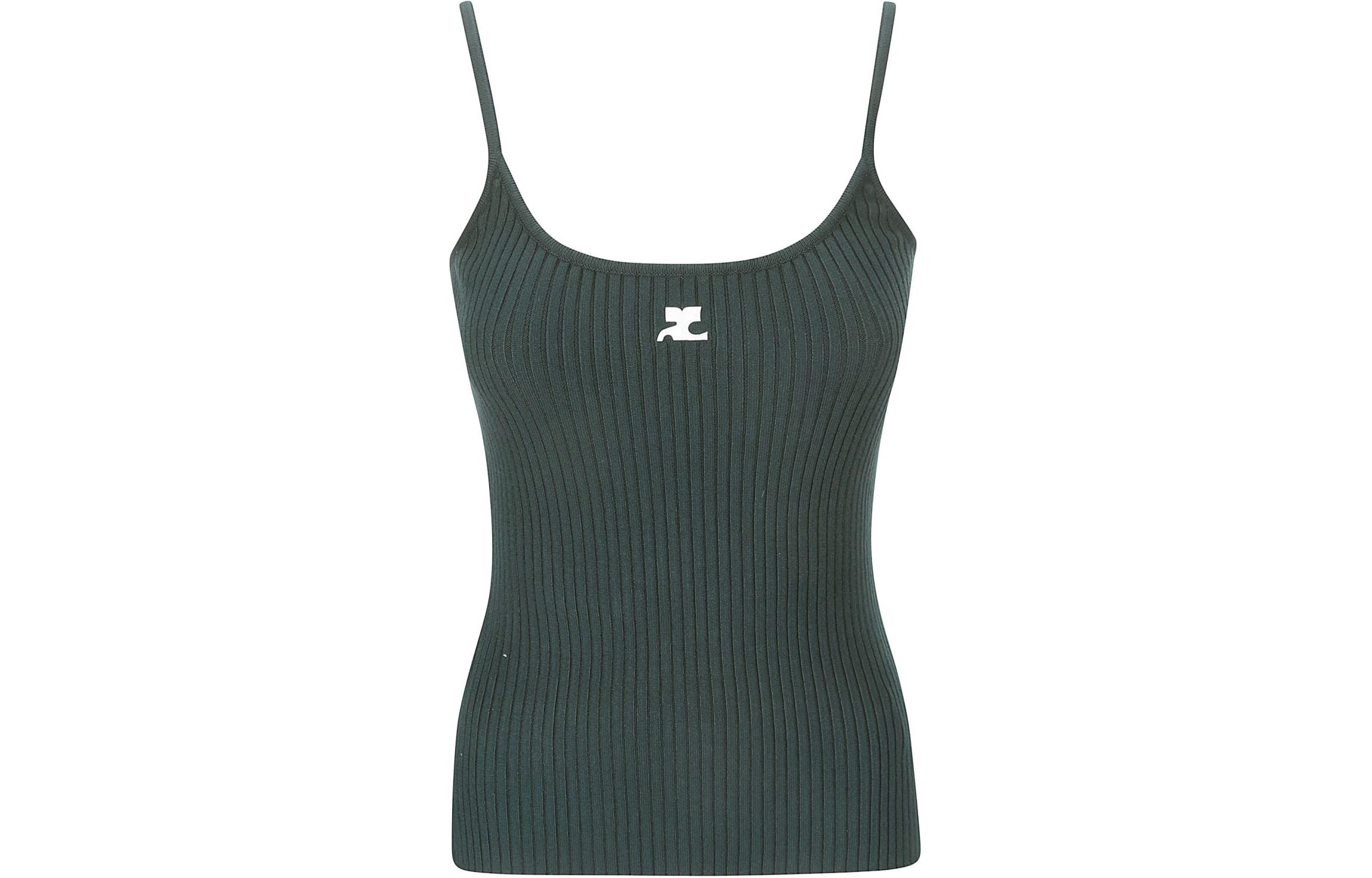 Футболка без рукавов с вышитым логотипом COURREGES, зеленая
Футболка без рукавов с вышитым логотипом COURREGES, зеленая