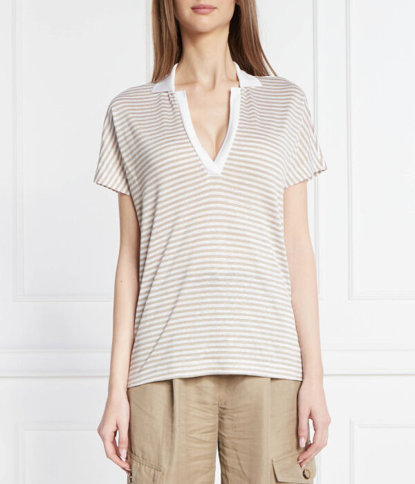 Футболка женская Boss из льна с глубоким вырезом, бежево-белый
Футболка женская Boss из льна с глубоким вырезом, бежево-белый