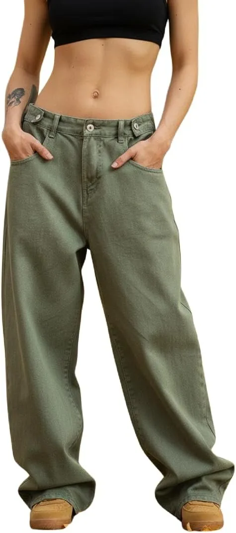 Женские карго джинсы low waisted с карманами зеленые ACWUMU
Женские карго джинсы low waisted с карманами зеленые ACWUMU