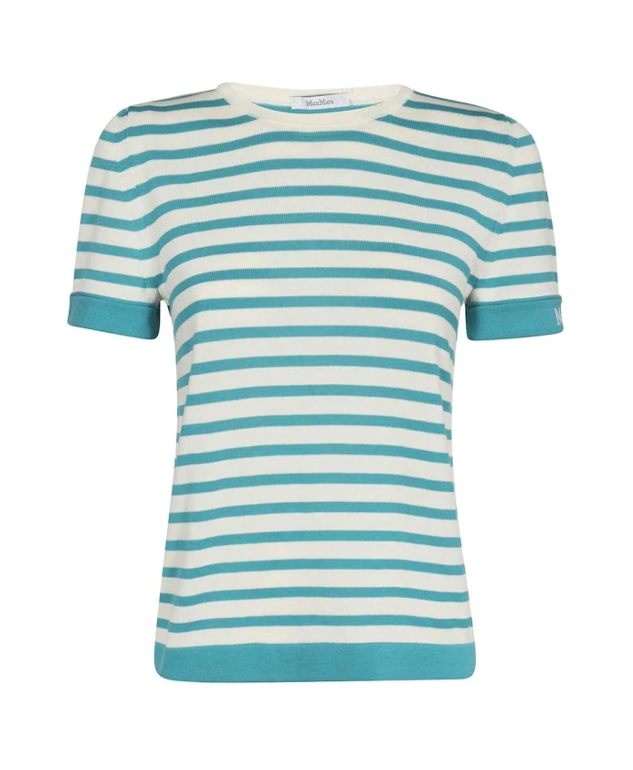 Полосатая хлопковая трикотажная футболка Max Mara, мультиколор
Полосатая хлопковая трикотажная футболка Max Mara, мультиколор
