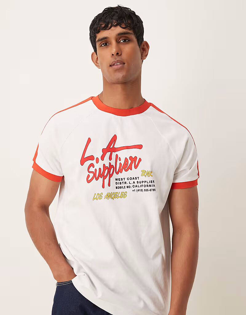 Футболка свободного кроя реглан ASOS DESIGN белого цвета с контрастным воротником и городским принтом
Футболка свободного кроя реглан ASOS DESIGN белого цвета с контрастным воротником и городским принтом