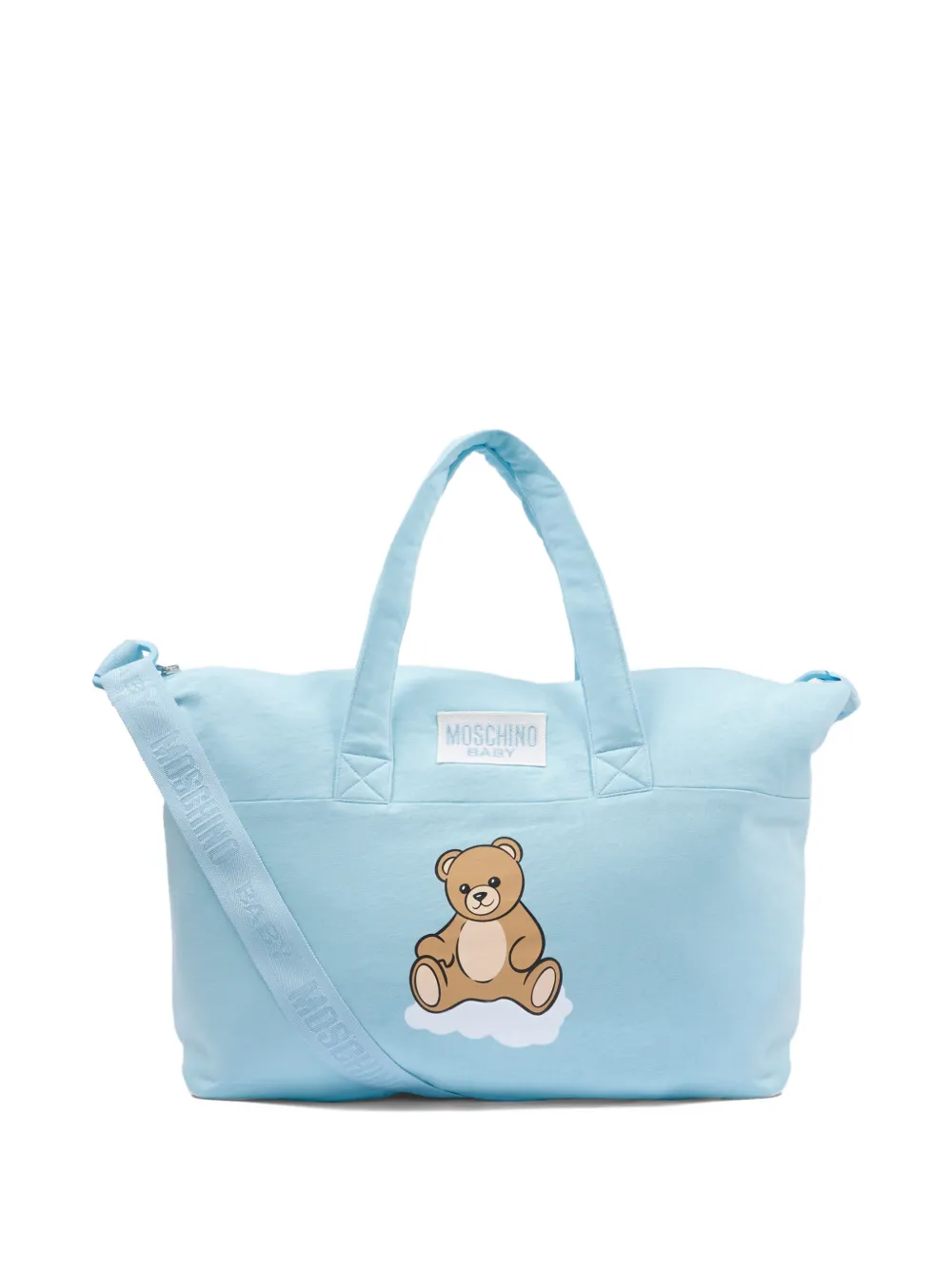 Сумка для пеленания с аппликацией в виде мишки Moschino Kids, синий
Сумка для пеленания с аппликацией в виде мишки Moschino Kids, синий