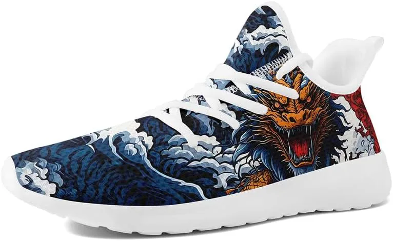 Мужские динамичные кроссовки для бега по дорогам с принтом дракона, легкие прогулочные кроссовки с мифическим дизайном, черные стильные теннисные туфли AWSOLE, белый/синий/оранжевый
Мужские динамичные кроссовки для бега по дорогам с принтом дракона, легкие прогулочные кроссовки с мифическим дизайном, черные стильные теннисные туфли AWSOLE, белый/синий/оранжевый