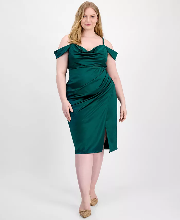 Модное платье больших размеров с открытыми плечами и тонкими бретельками B Darlin, зеленый
Модное платье больших размеров с открытыми плечами и тонкими бретельками B Darlin, зеленый