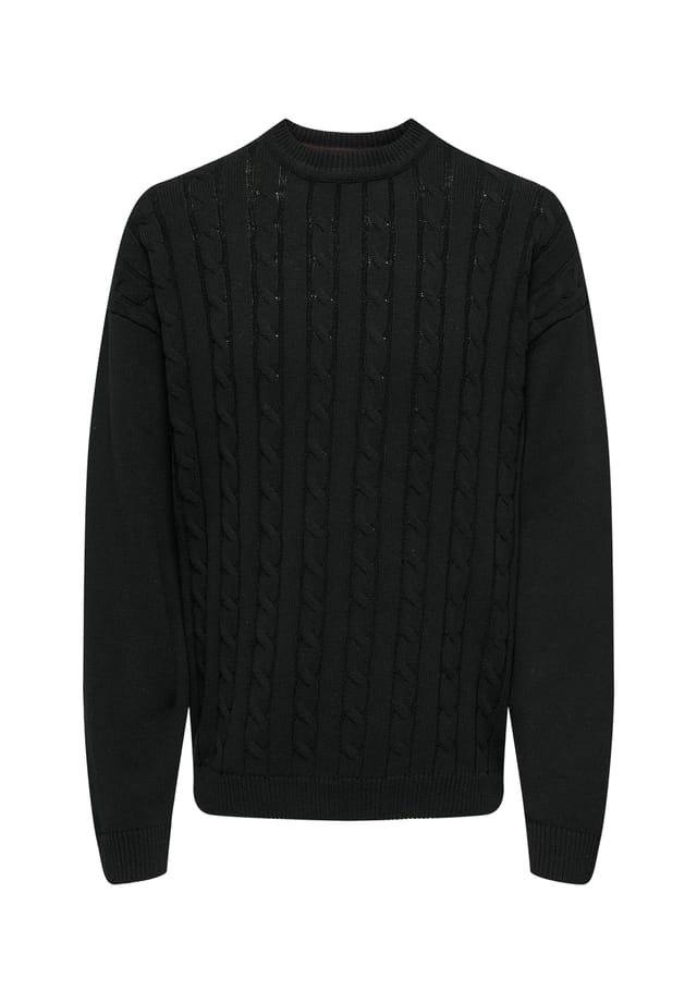 Пуловер Ламард вязаный свитер r-neck Only & Sons, черный 
Пуловер Ламард вязаный свитер r-neck Only & Sons, черный