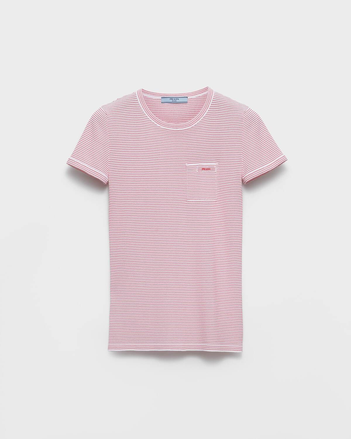 Полосатый свитер с круглым вырезом Prada, белый
Полосатый свитер с круглым вырезом Prada, белый