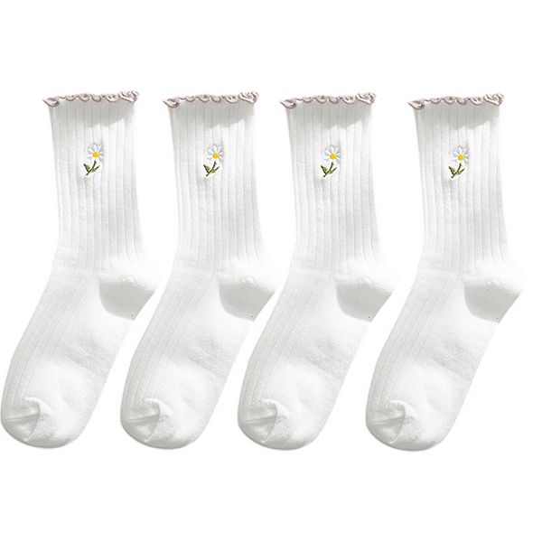 Женские рифленые носки с вышивкой ромашкой и волнистым краем, 4 пары Anna-Kaci, White
Женские рифленые носки с вышивкой ромашкой и волнистым краем, 4 пары Anna-Kaci, White