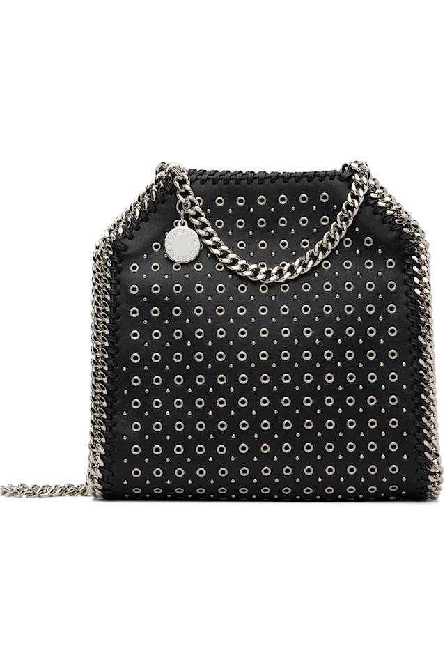 Мини-сумка Falabella с люверсами и шпильками Stella Mccartney, черный
Мини-сумка Falabella с люверсами и шпильками Stella Mccartney, черный