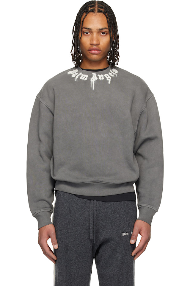 Palm Angels Серая толстовка с круглым вырезом и логотипом на шее
Palm Angels Серая толстовка с круглым вырезом и логотипом на шее