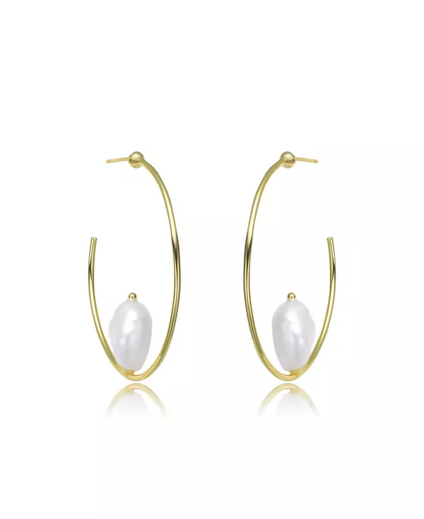 Изящные серьги-кольца из стерлингового серебра с позолотой и настоящим пресноводным жемчугом Genevive, gold
Изящные серьги-кольца из стерлингового серебра с позолотой и настоящим пресноводным жемчугом Genevive, gold