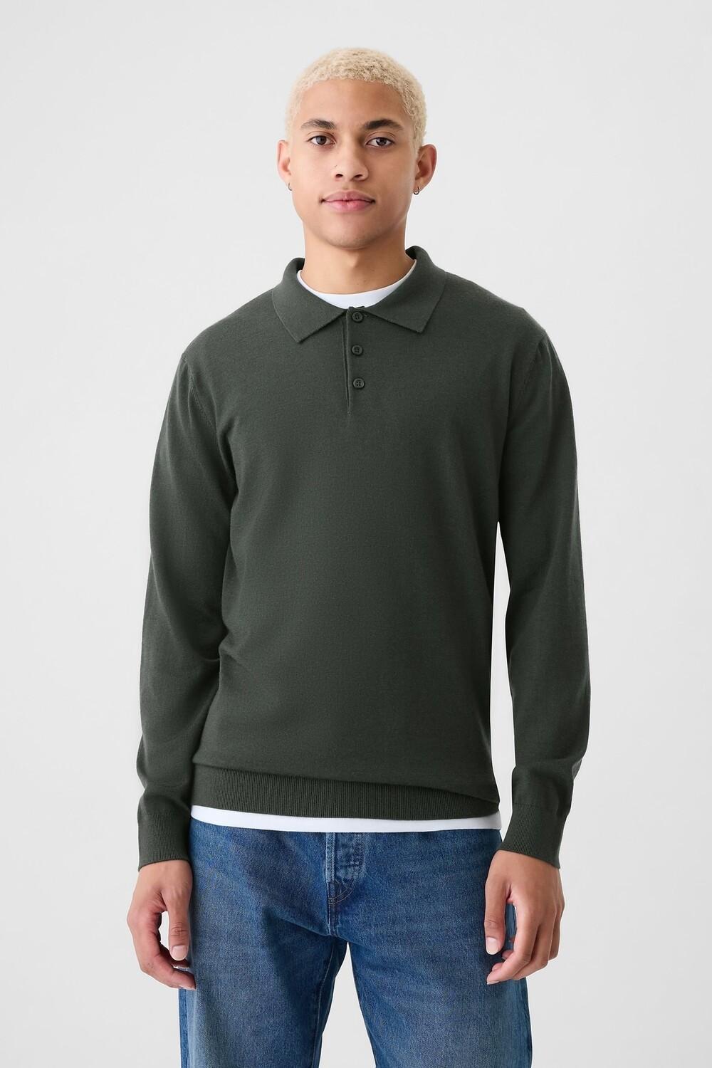 Джемпер поло из мериносовой шерсти Gap, зеленый
Джемпер поло из мериносовой шерсти Gap, зеленый