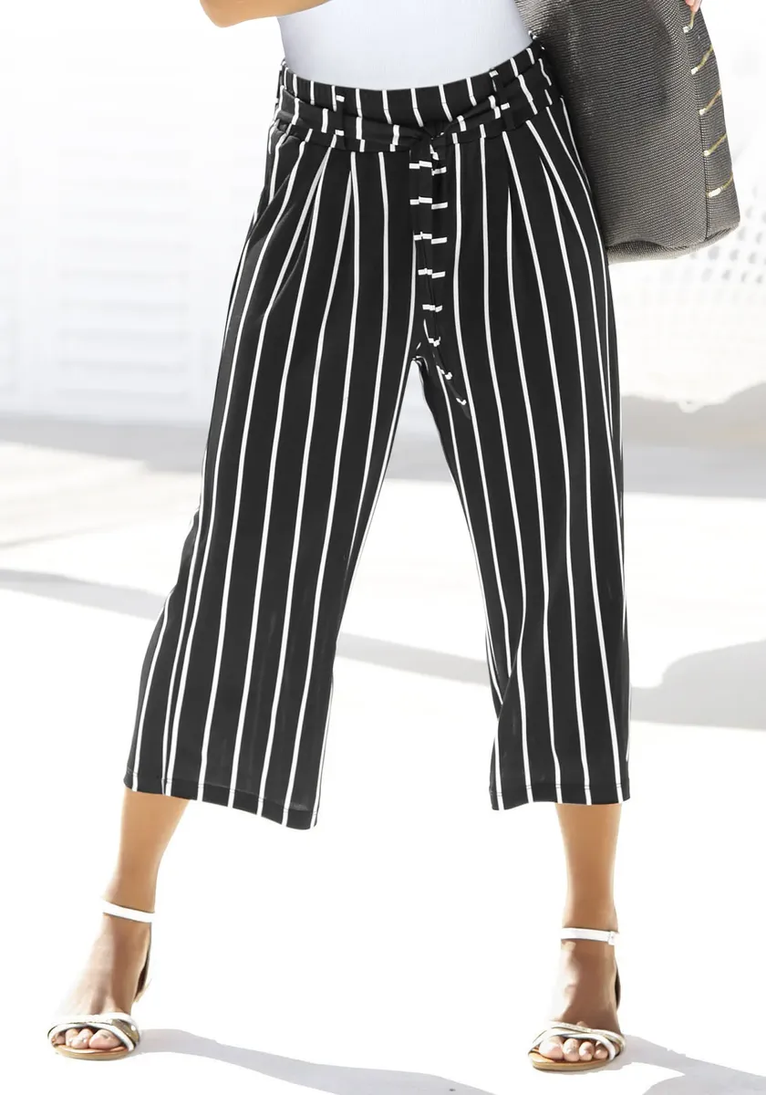 Кюлоты LASCANA (с поясом), длиной 7/8 и поясом, тканевые брюки, элегантные и летние, черно-белый
Кюлоты LASCANA (с поясом), длиной 7/8 и поясом, тканевые брюки, элегантные и летние, черно-белый