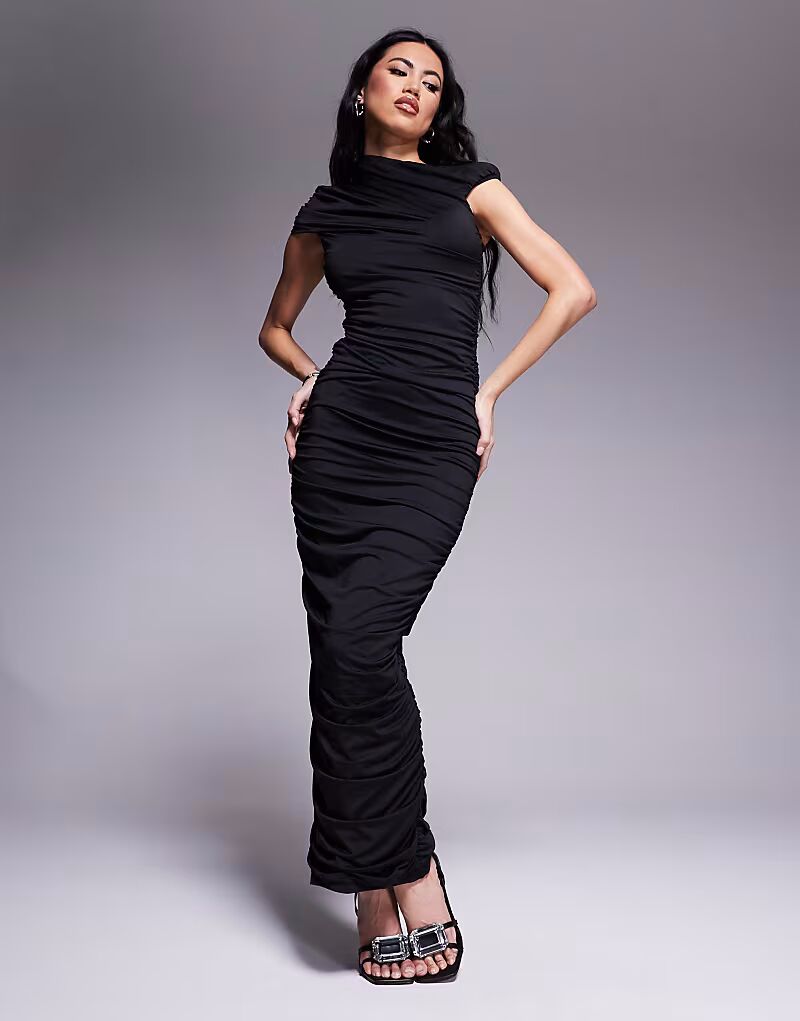 Платье макси Aria Cove двухслойное облегающее с открытыми плечами, черного цвета
Платье макси Aria Cove двухслойное облегающее с открытыми плечами, черного цвета