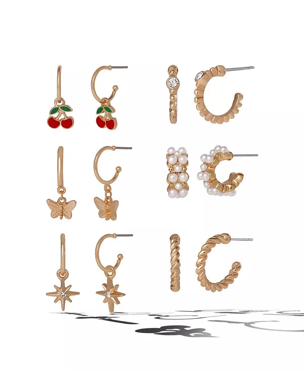 Комплект из 6 пар серег-колец хагги золотистого оттенка с паве и подвесками Jessica Simpson, gold-tone/multi
Комплект из 6 пар серег-колец хагги золотистого оттенка с паве и подвесками Jessica Simpson, gold-tone/multi