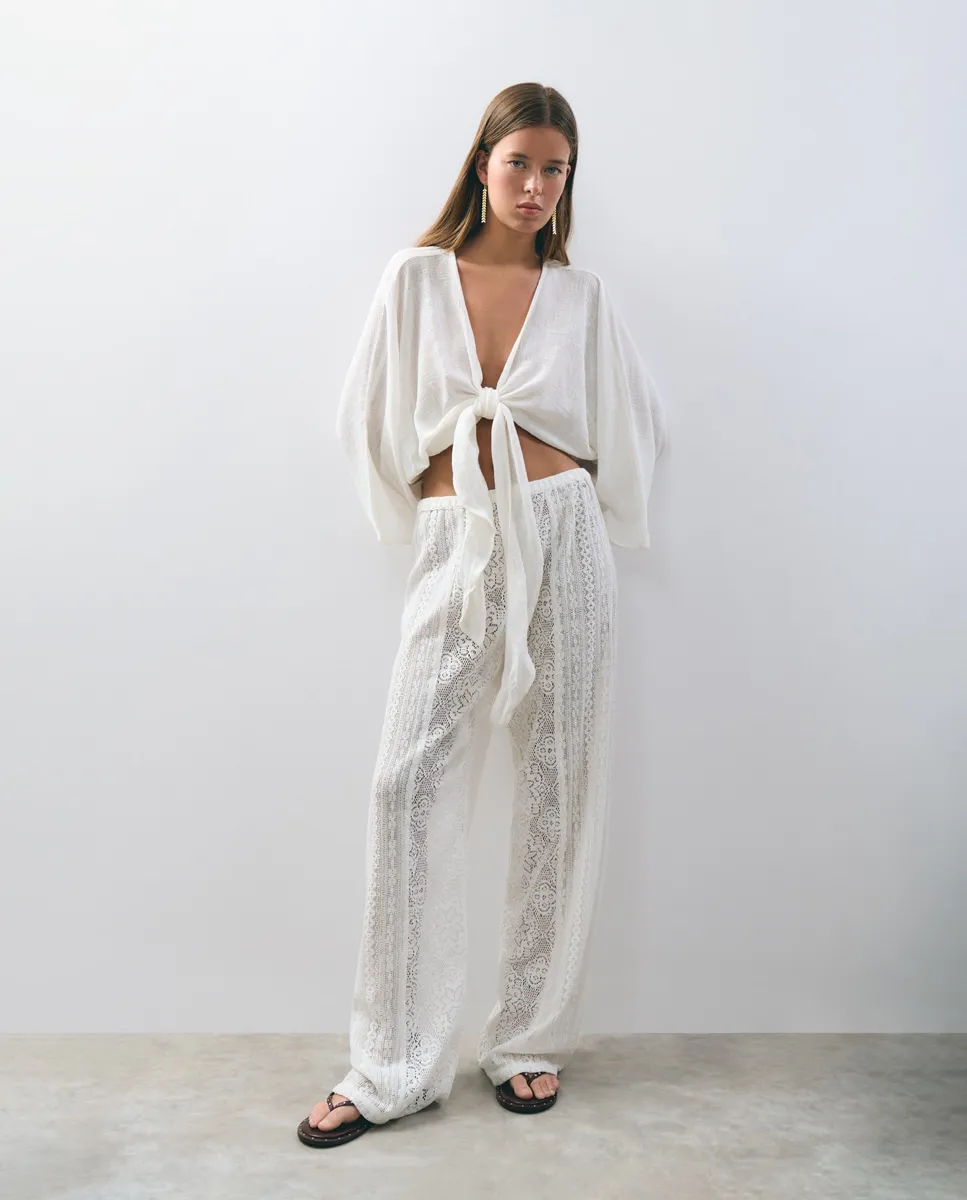 Женские брюки в стиле крючок Brownie, белый
Женские брюки в стиле крючок Brownie, белый