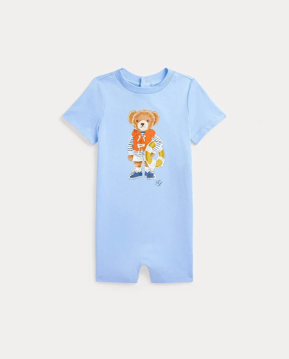 Хлопковый комбинезон для мальчика с изображением медведя Поло Polo Ralph Lauren, голубой
Хлопковый комбинезон для мальчика с изображением медведя Поло Polo Ralph Lauren, голубой