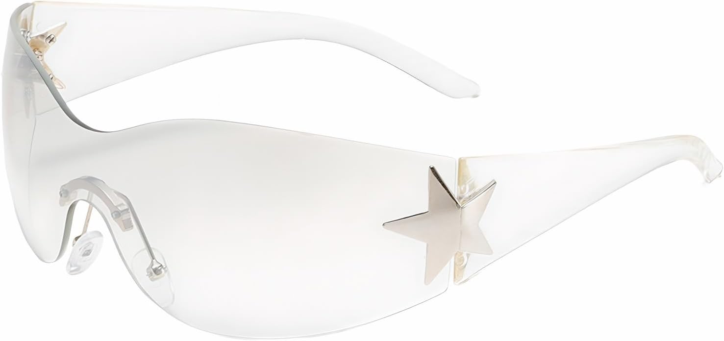 Солнцезащитные очки Y2K для женщин и мужчин, модные солнцезащитные очки-щитки, солнцезащитные очки без оправы со звездами, очки большого размера Ehoomely, One Star-transparent
Солнцезащитные очки Y2K для женщин и мужчин, модные солнцезащитные очки-щитки, солнцезащитные очки без оправы со звездами, очки большого размера Ehoomely, One Star-transparent