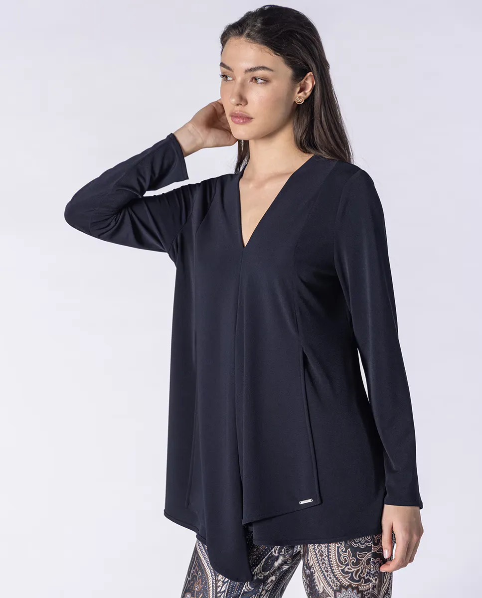 Однотонная женская блузка с V-образным вырезом и длинными рукавами Naulover, темно-синий
Однотонная женская блузка с V-образным вырезом и длинными рукавами Naulover, темно-синий