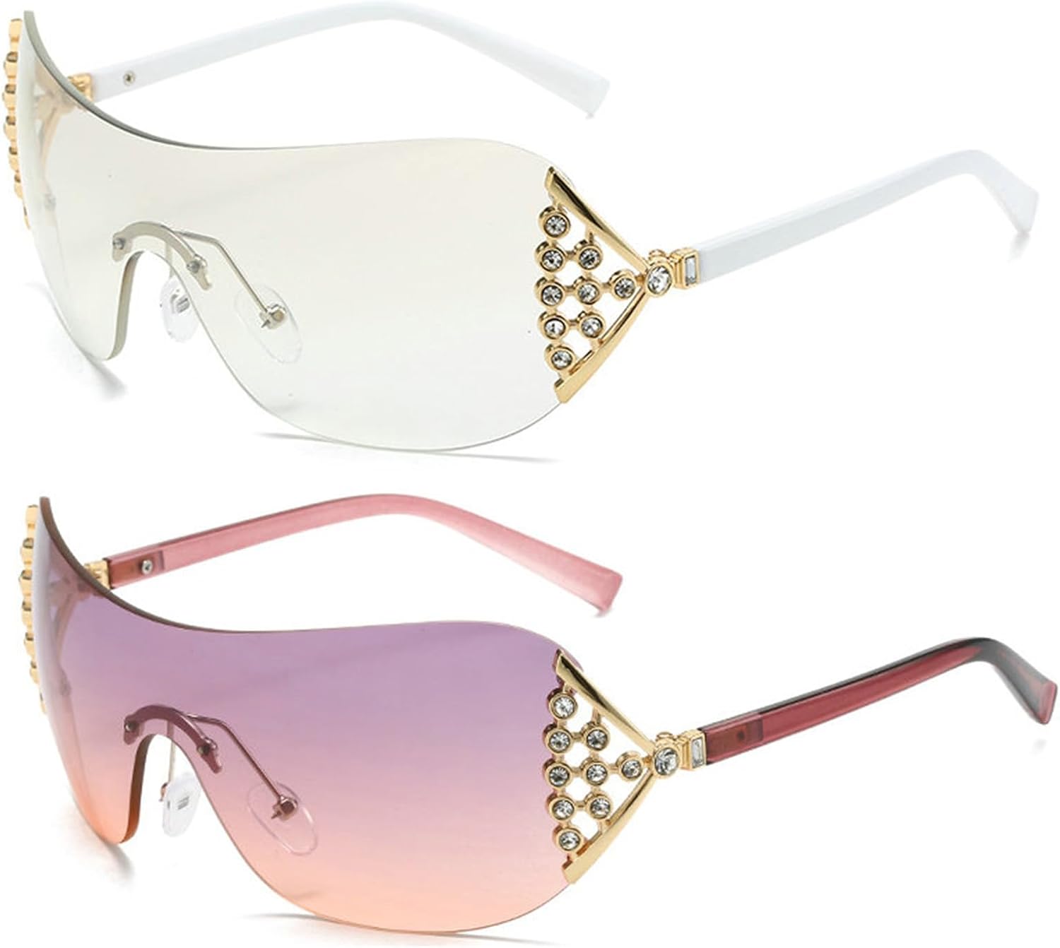 Солнцезащитные очки Willochra One Piece с квадратными линзами и стразами, женские, без оправы, с прозрачными линзами Ocean Gradient, модные солнцезащитные очки в стиле Y2K, 2pcs-purple&silver
Солнцезащитные очки Willochra One Piece с квадратными линзами и стразами, женские, без оправы, с прозрачными линзами Ocean Gradient, модные солнцезащитные очки в стиле Y2K, 2pcs-purple&silver