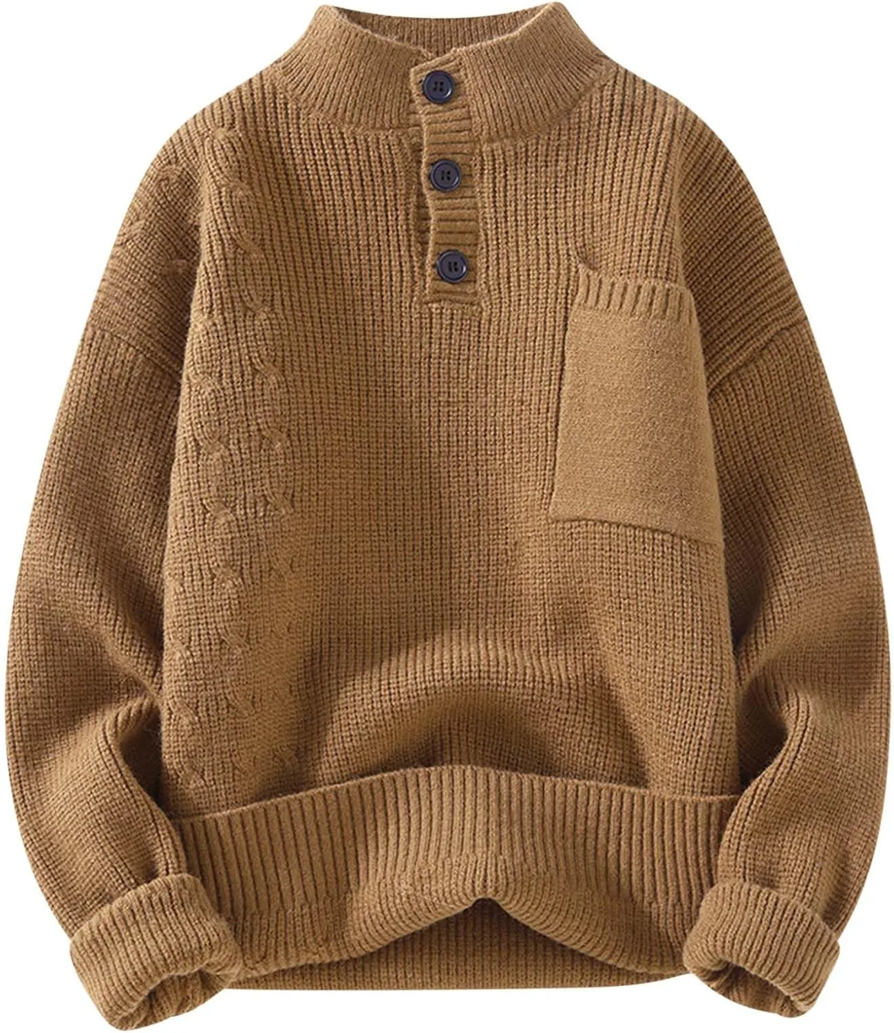 Мужской полувысокий воротник свитер с четвертью пуговиц
Мужской полувысокий воротник свитер с четвертью пуговиц