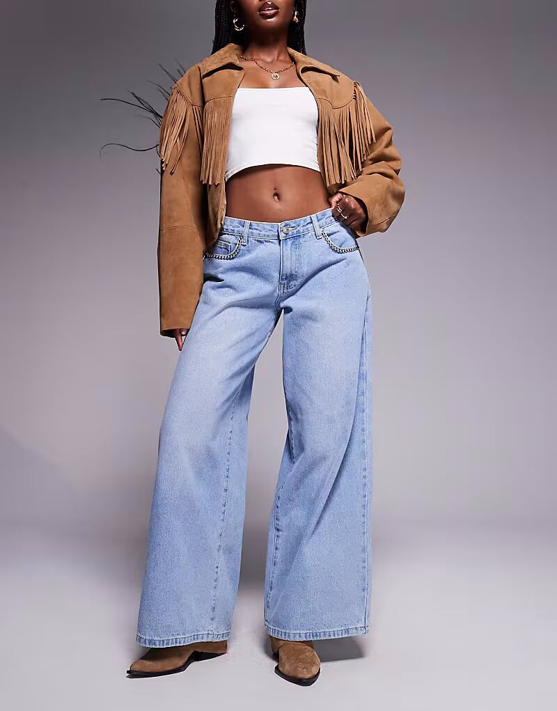 Джинсы Princess Polly Pearlisle с низкой посадкой и заклепками, широкие, светло-голубого цвета
Джинсы Princess Polly Pearlisle с низкой посадкой и заклепками, широкие, светло-голубого цвета