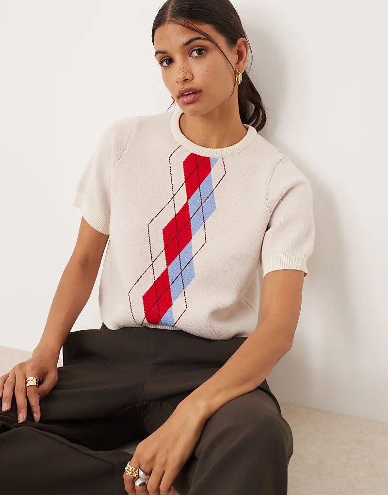 Трикотажная футболка ASOS DESIGN с коротким рукавом цвета экрю с узором «ромбы»
Трикотажная футболка ASOS DESIGN с коротким рукавом цвета экрю с узором «ромбы»