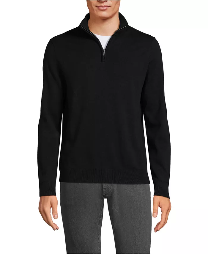 Мужской удлиненный свитер с длинным рукавом из тонкого хлопка с застежкой на четверть Lands' End, черный
Мужской удлиненный свитер с длинным рукавом из тонкого хлопка с застежкой на четверть Lands' End, черный
