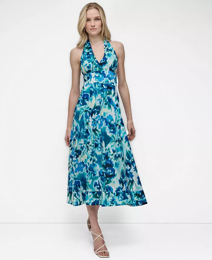 Женское хлопковое миди-платье с V-образным вырезом на запах и завязками на спине DKNY, синий
Женское хлопковое миди-платье с V-образным вырезом на запах и завязками на спине DKNY, синий