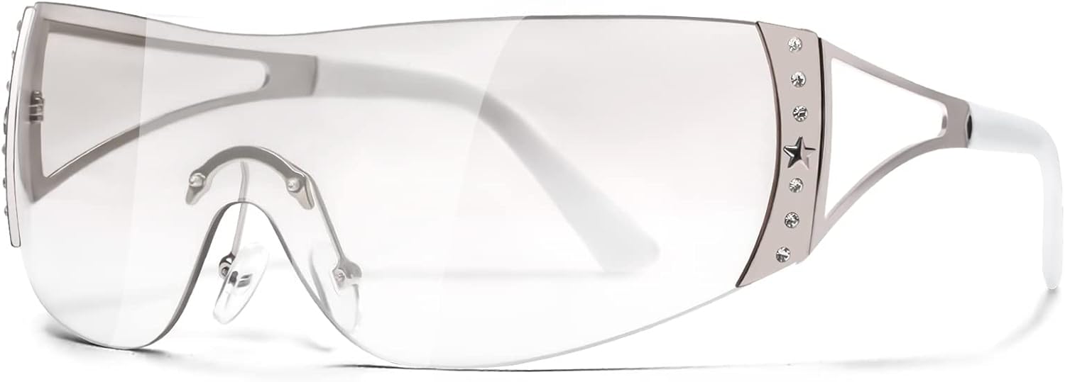 Солнцезащитные очки Y2K для женщин и мужчин, большие, обтекаемые, без оправы, футуристические солнцезащитные очки в стиле 2000-х, для рейв-вечеринок, стильные защитные очки DQbhzh, Clear Frame - Clear Lens
Солнцезащитные очки Y2K для женщин и мужчин, большие, обтекаемые, без оправы, футуристические солнцезащитные очки в стиле 2000-х, для рейв-вечеринок, стильные защитные очки DQbhzh, Clear Frame - Clear Lens