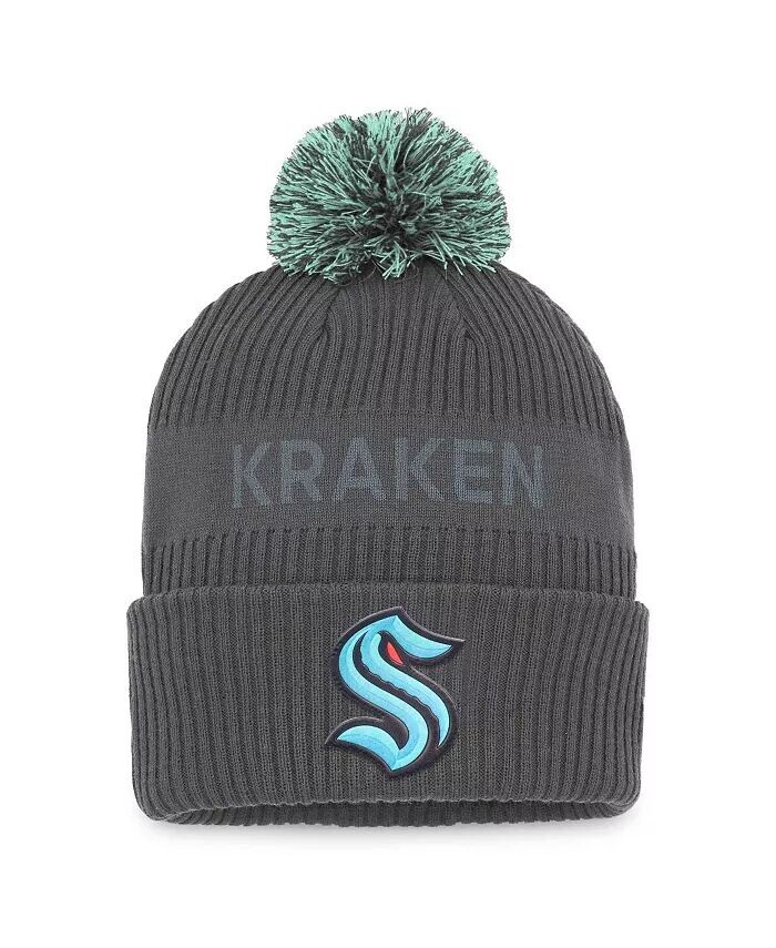Мужская темно-серая вязаная шапка Seattle Kraken Authentic Pro Home Ice с манжетами и помпоном Fanatics
Мужская темно-серая вязаная шапка Seattle Kraken Authentic Pro Home Ice с манжетами и помпоном Fanatics