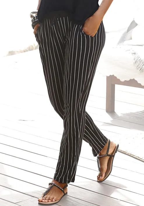 Пляжные брюки Buffalo, полосатый принт, удобные брюки без застежки, брюки из джерси, черно-белый
Пляжные брюки Buffalo, полосатый принт, удобные брюки без застежки, брюки из джерси, черно-белый