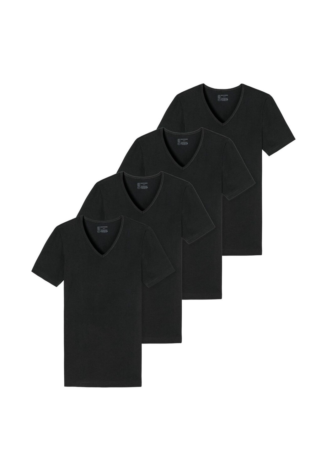 Майка/рубашка с короткими рукавами, упаковка 4 шт. – 95/5 – натуральный хлопок SCHIESSER, черный 
Майка/рубашка с короткими рукавами, упаковка 4 шт. – 95/5 – натуральный хлопок SCHIESSER, черный