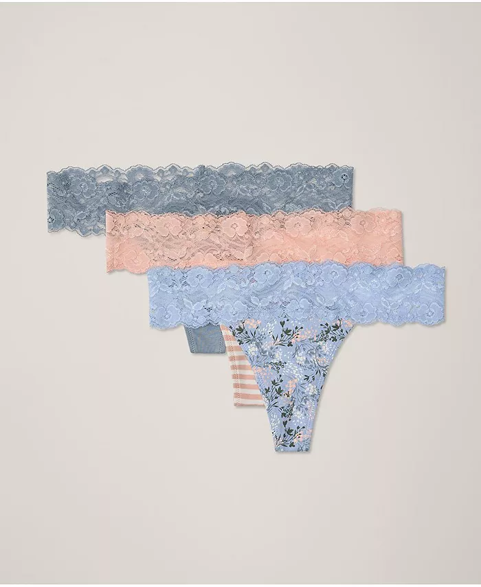 Женские трусики-стринги из органического хлопка с кружевом на талии, 3 шт Pact, синий
Женские трусики-стринги из органического хлопка с кружевом на талии, 3 шт Pact, синий