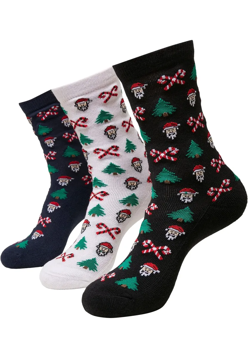 Базовые носки URBAN CLASSICS " Urban Classics Unisex Grumpy Santa Christmas Socks 3-Pack" (1 пара), белый 
Базовые носки URBAN CLASSICS " Urban Classics Unisex Grumpy Santa Christmas Socks 3-Pack" (1 пара), белый