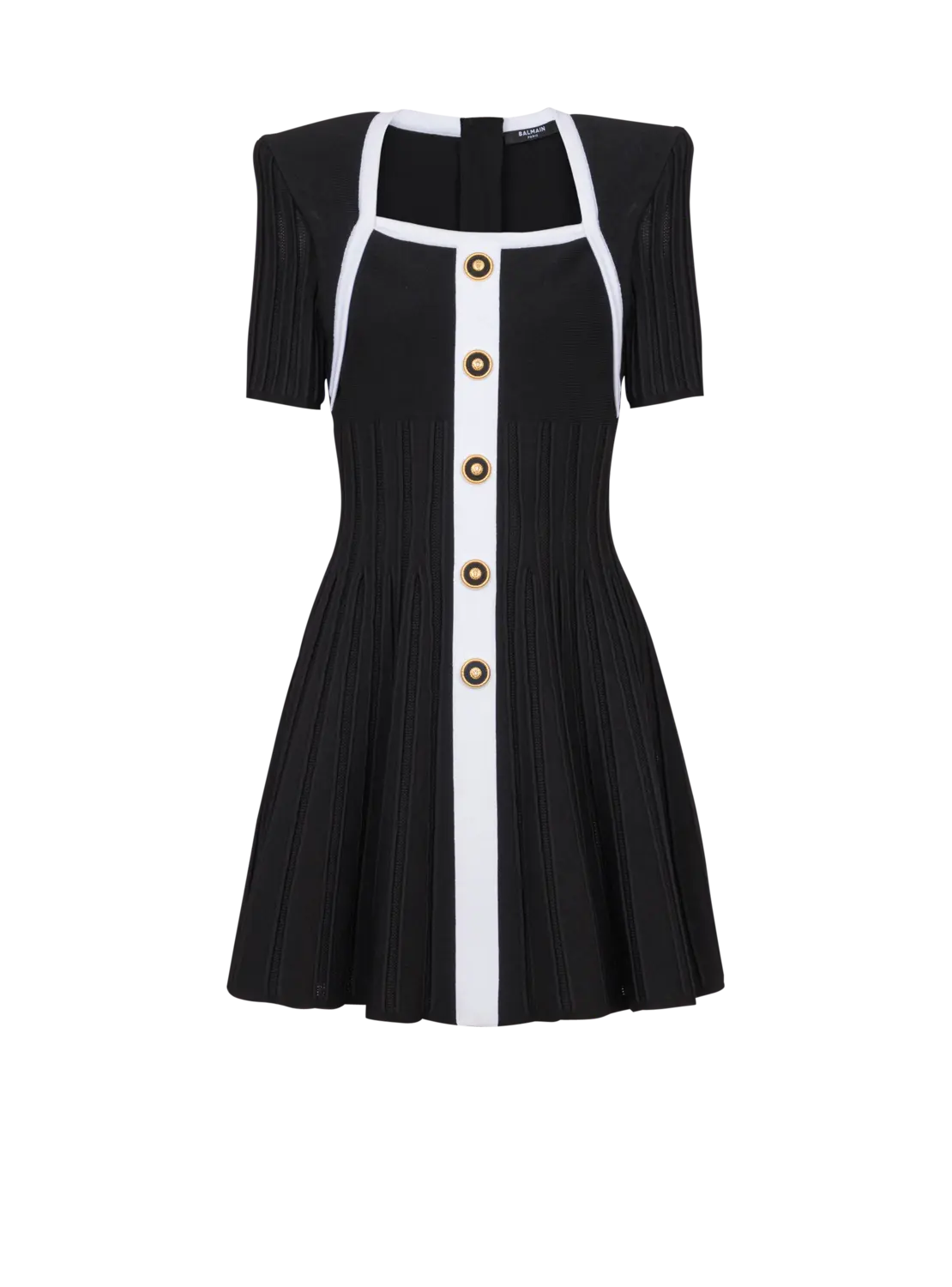 Вязаное платье А-силуэта с двухцветным дизайном Balmain, черный
Вязаное платье А-силуэта с двухцветным дизайном Balmain, черный