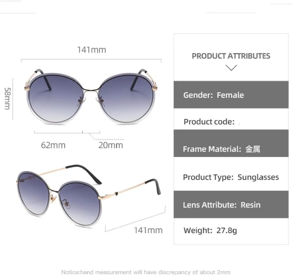 Женские солнцезащитные очки в металлической оправе, винтажные, с градиентным переходом цвета, защита от УФ-излучения UV400, модные круглые очки-маска MTZJH, Brown
Женские солнцезащитные очки в металлической оправе, винтажные, с градиентным переходом цвета, защита от УФ-излучения UV400, модные круглые очки-маска MTZJH, Brown