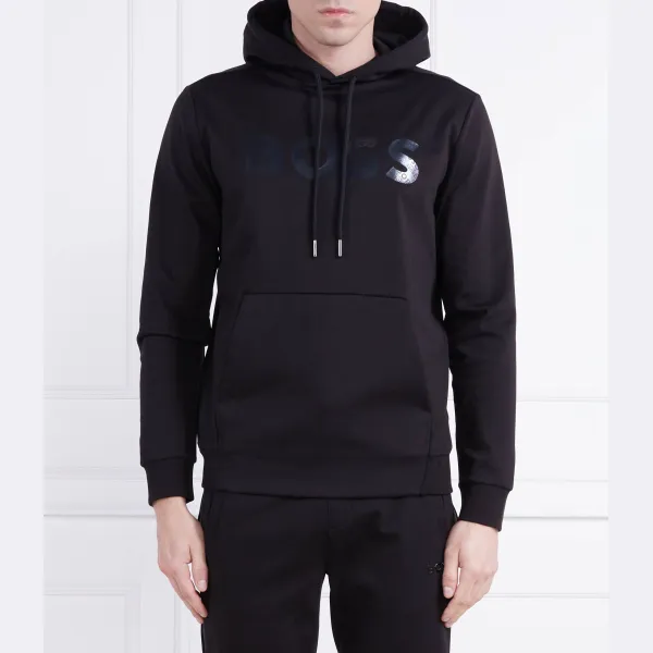 Мягкая зеркальная толстовка стандартного кроя Boss, черный 
Мягкая зеркальная толстовка стандартного кроя Boss, черный