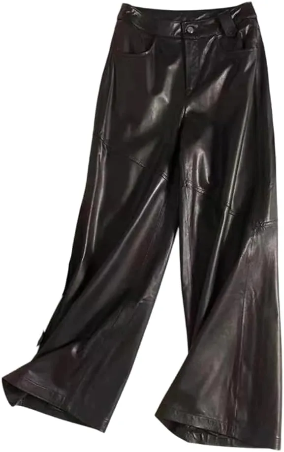 Женские кожаные брюки с широкими штанинами
Женские кожаные брюки с широкими штанинами