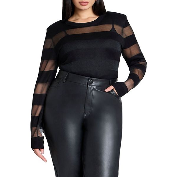 Женский свитер plus size с прозрачными полосками и плечевыми вставками Eloquii
Женский свитер plus size с прозрачными полосками и плечевыми вставками Eloquii