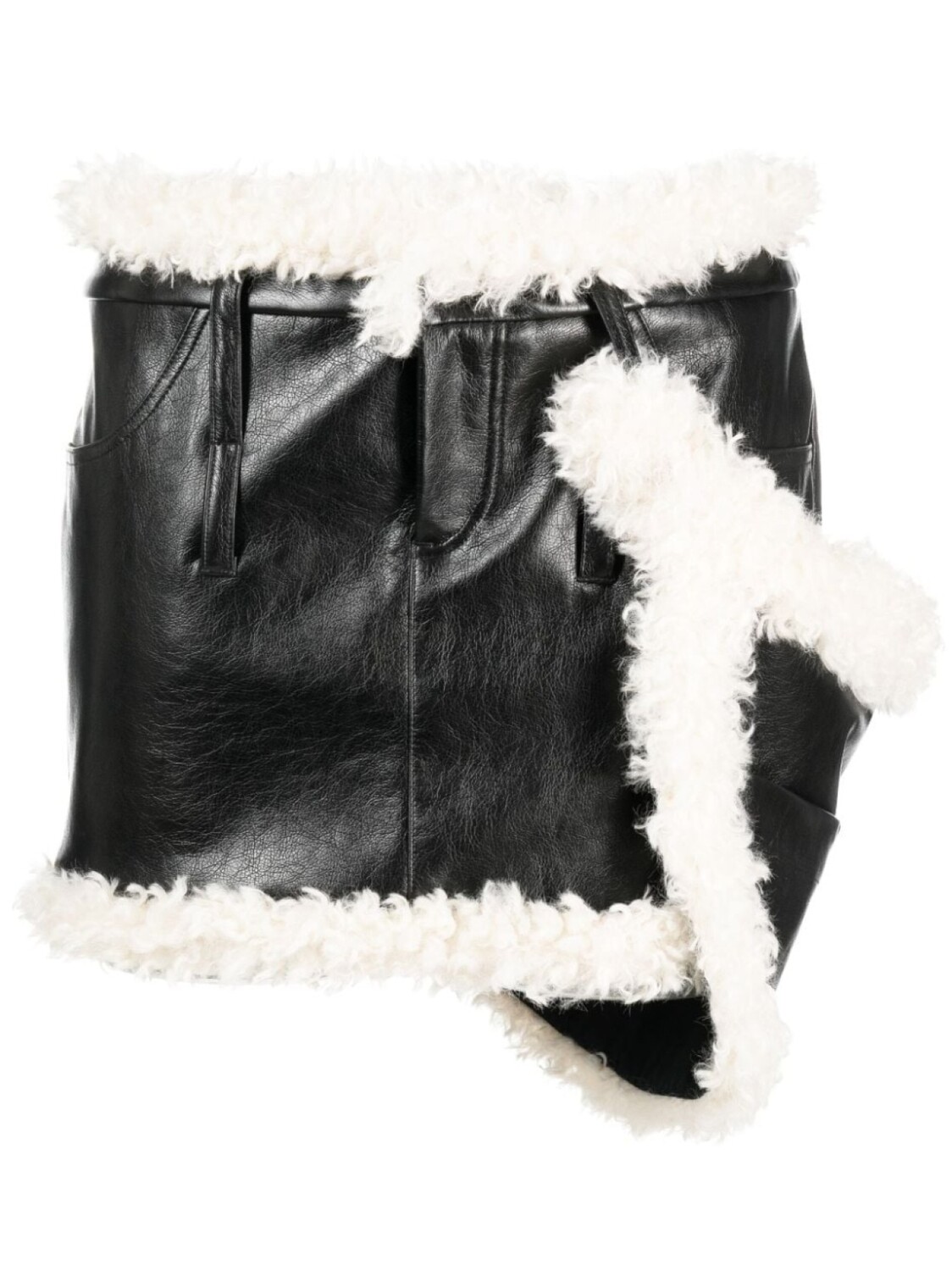 Coperni мини-юбка с отделкой из овчины, черный 
Coperni мини-юбка с отделкой из овчины, черный