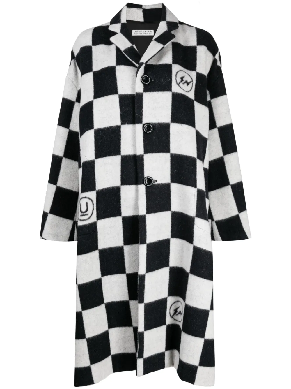 Клетчатое пальто на пуговицах Undercover, черный
Клетчатое пальто на пуговицах Undercover, черный