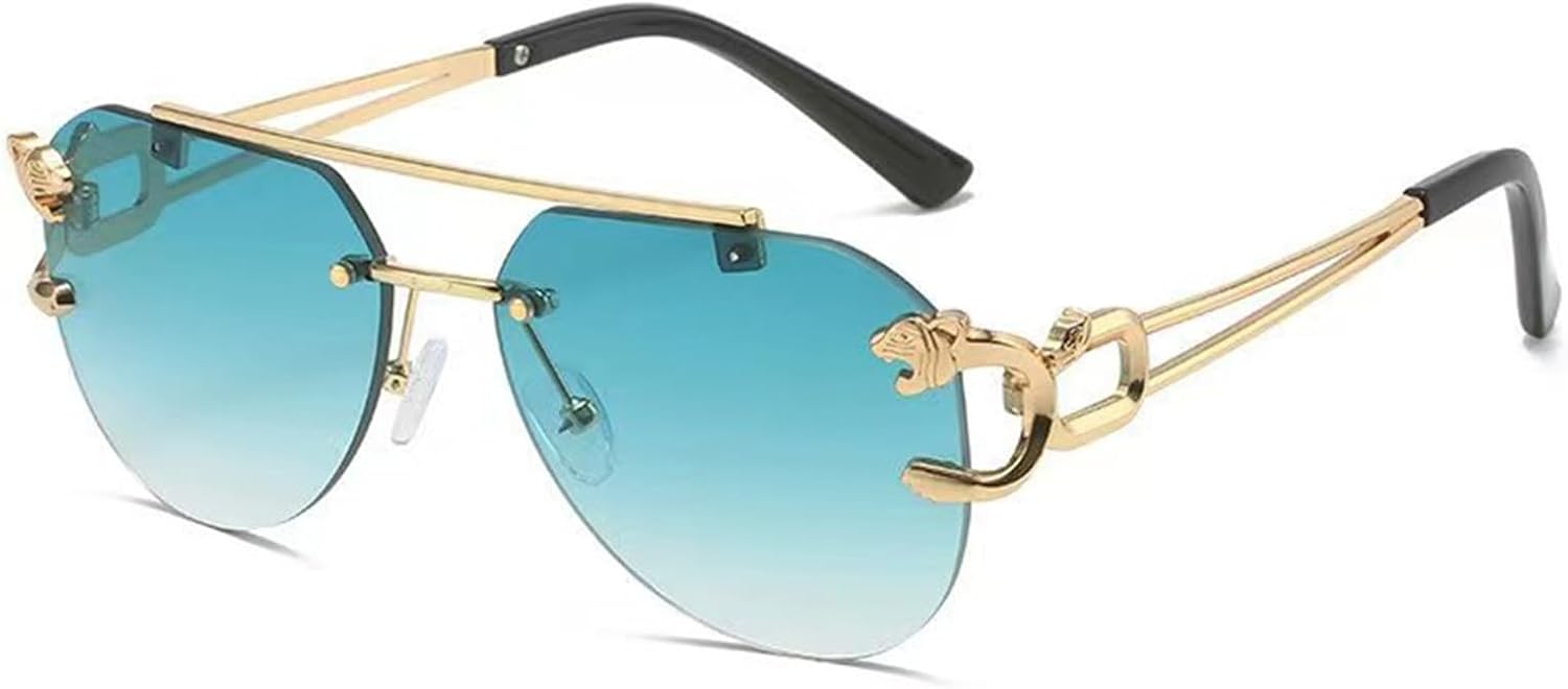 Классические солнцезащитные очки-авиаторы для женщин и мужчин, безрамочный дизайн с изображением головы леопарда, поляризованные линзы с защитой от УФ-излучения NiaWa, Green Grading Lens
Классические солнцезащитные очки-авиаторы для женщин и мужчин, безрамочный дизайн с изображением головы леопарда, поляризованные линзы с защитой от УФ-излучения NiaWa, Green Grading Lens