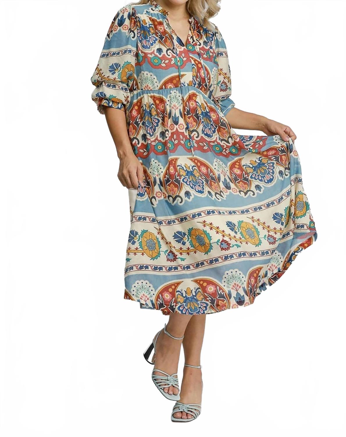 Платье миди с принтом «кайм» в голубом миксе Umgee, Blue Mix
Платье миди с принтом «кайм» в голубом миксе Umgee, Blue Mix