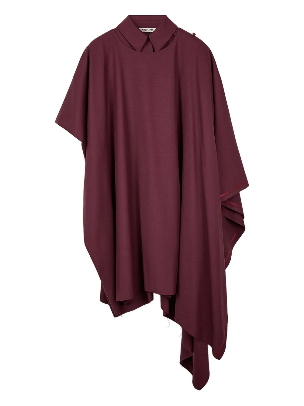 Платье-рубашка мини с драпированным вырезом Ports 1961, красный 
Платье-рубашка мини с драпированным вырезом Ports 1961, красный