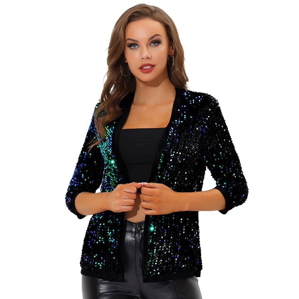 Женский бархатный кардиган с блестящими пайетками и открытым передом, без воротника, с рукавами 3/4 ALLEGRA K, зеленый
Женский бархатный кардиган с блестящими пайетками и открытым передом, без воротника, с рукавами 3/4 ALLEGRA K, зеленый