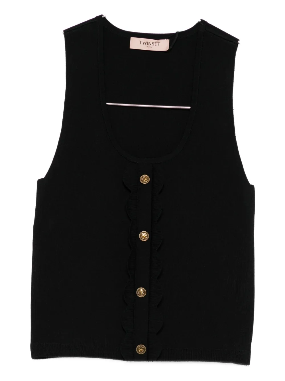 Топ в рубчик с фестонами TWINSET, черный
Топ в рубчик с фестонами TWINSET, черный