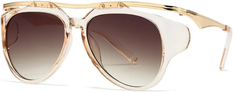 Роскошные винтажные солнцезащитные очки неправильной формы из металла для женщин и мужчин в стиле панк с заклепками, сексуальные и популярные женские модели TKKTLLT, Champagne Tea
Роскошные винтажные солнцезащитные очки неправильной формы из металла для женщин и мужчин в стиле панк с заклепками, сексуальные и популярные женские модели TKKTLLT, Champagne Tea